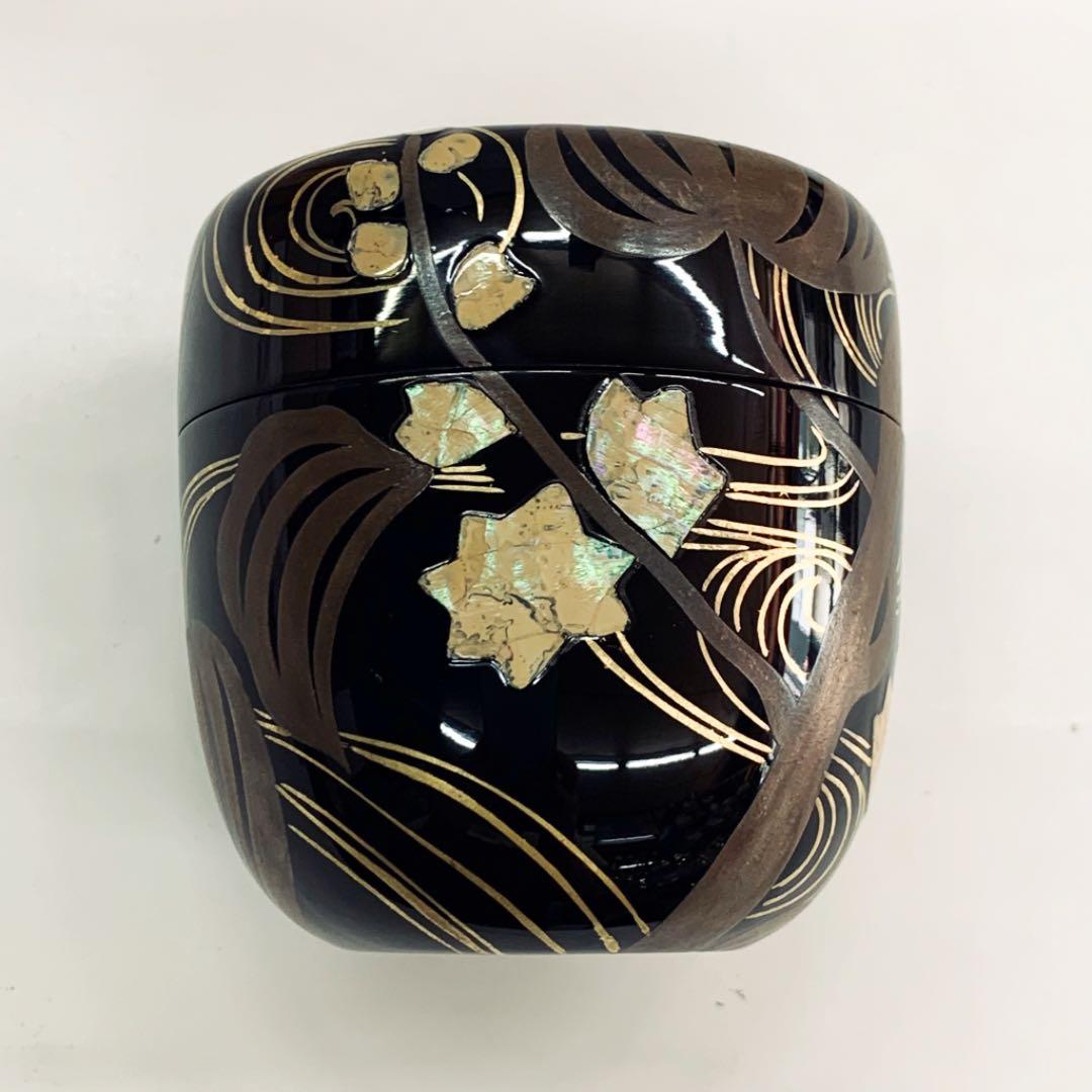 【中棗　水葵　蒔絵】田中宗凌　共箱