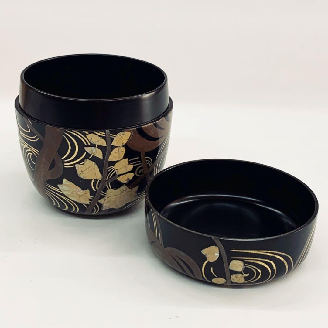 【中棗　水葵　蒔絵】田中宗凌　共箱