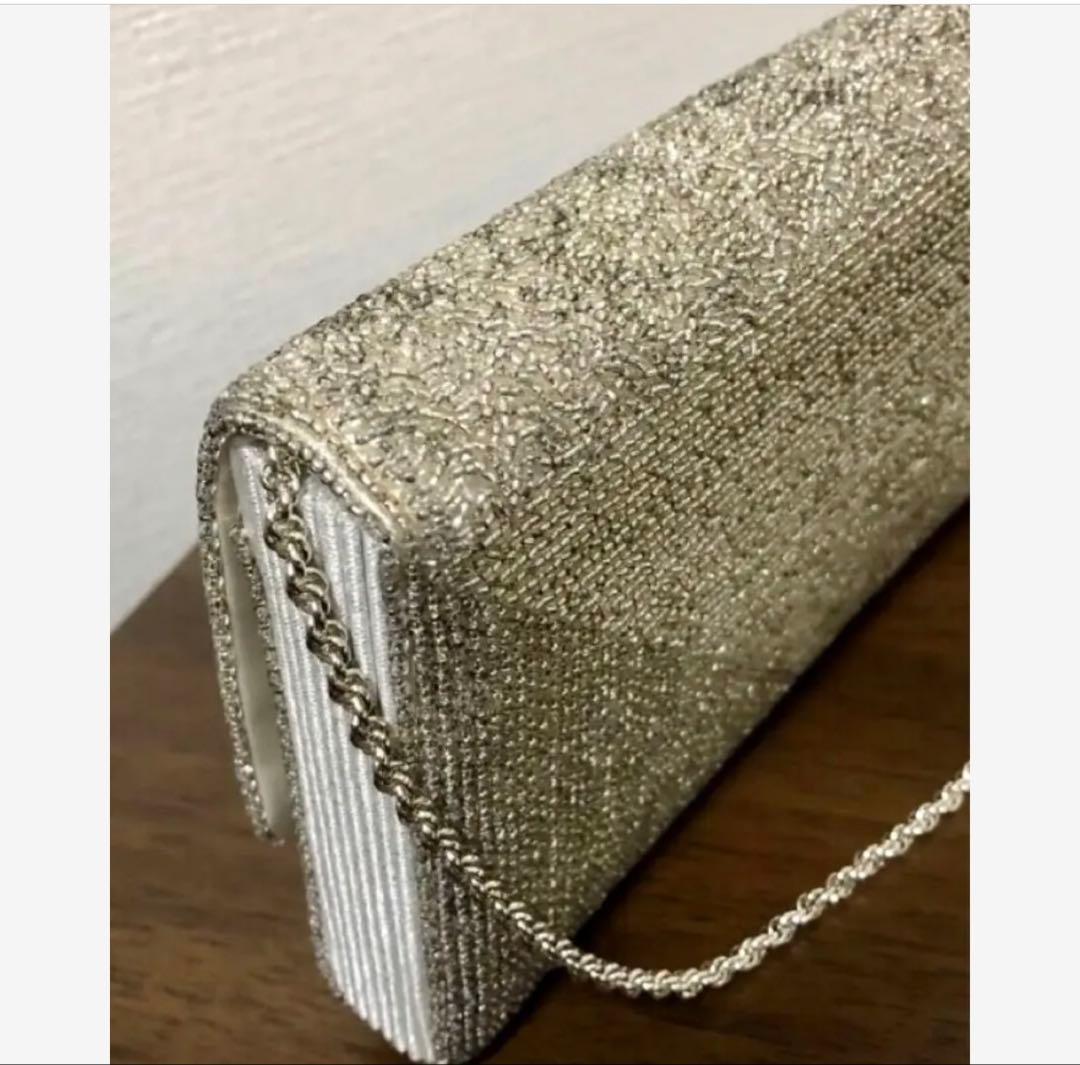 【パーティビーズ刺繍バック】　　 シルバーカラー