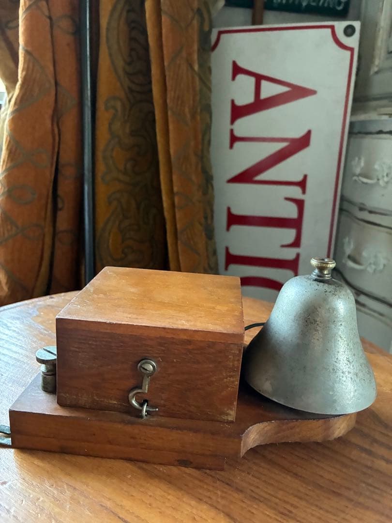フランス　アンティーク　壁掛け式　電話機用　ベル　木製　呼び鈴　Bell レア