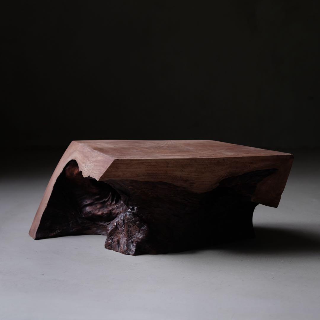 欅材 古い花台　展示台 座卓 サイドテーブル オブジェ 古家具 古道具 骨董