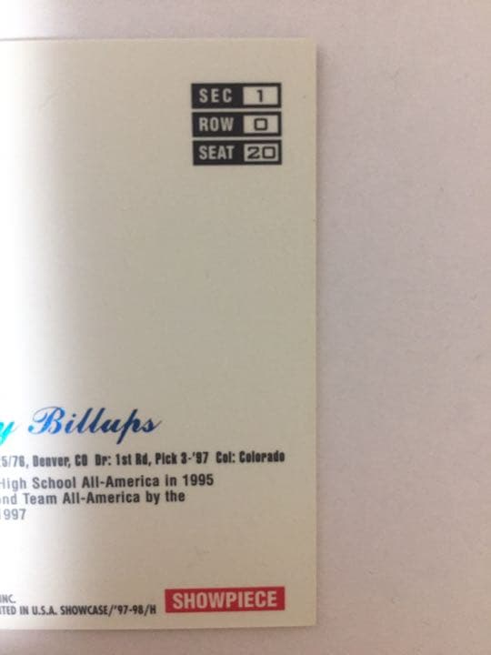 その他 9798 showcase legacy row0 C.Billups RC