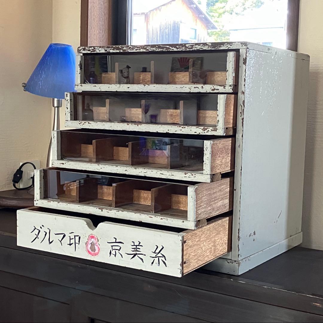 達磨印の糸ケース 京美糸 古道具 アンティーク 昭和レトロ 希少品