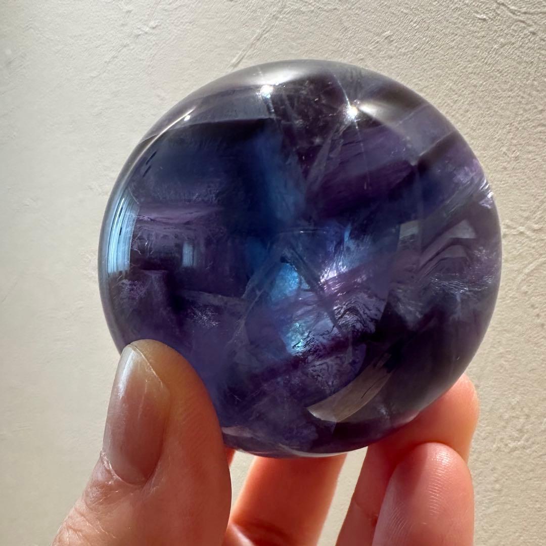 ブルーフローライト　スフィア　5.1㎝　224.2g フローライト　透明感　青