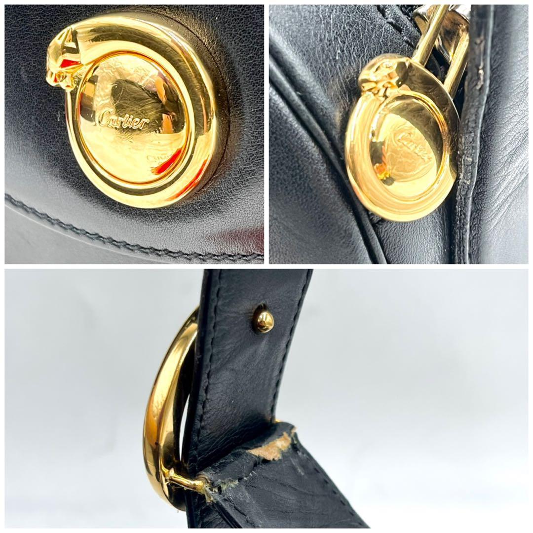 美品希少✨カルティエ ショルダーバッグ パンテール 金具 ロゴ レザー 本革