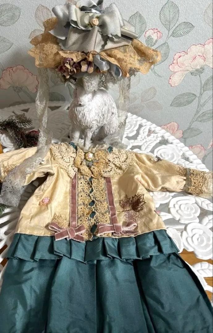 アンティークビスクドール　　 ドレスとボネ　 48センチのジュモー8号