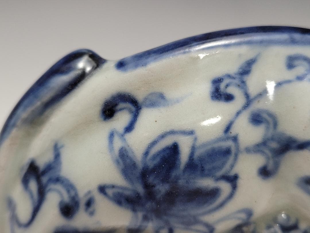 染付 リス型 松鼠型 折枝花紋 硯滴 水滴 明清時代 幅約11.1cm