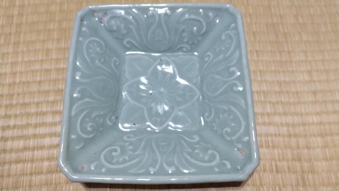 珍！青磁　四方皿（21cm）美品　初期伊万里・波佐見焼・その他国焼き