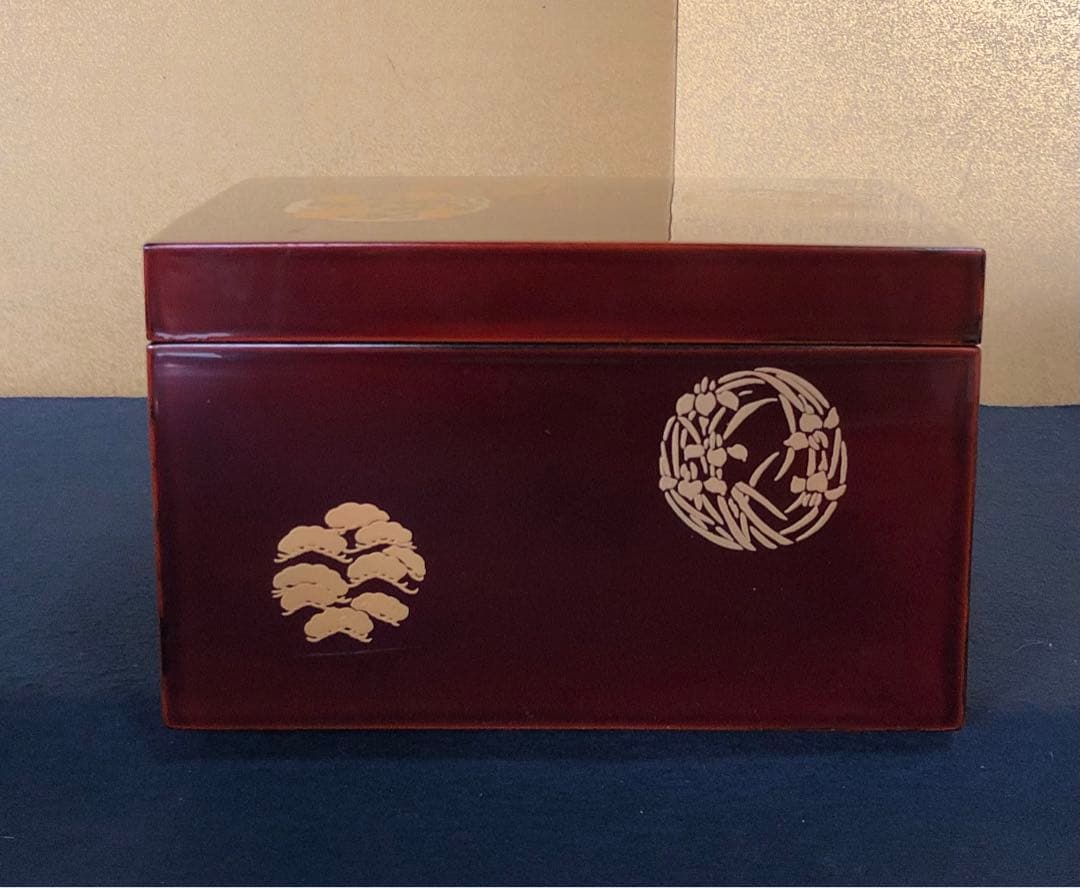 《R》溜塗 花丸蒔絵 利休茶箱 塗師 司光作 共箱　251216お5