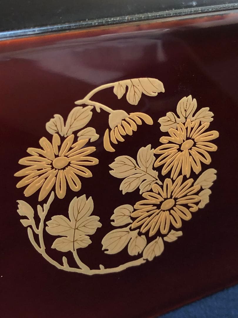 《R》溜塗 花丸蒔絵 利休茶箱 塗師 司光作 共箱　251216お5