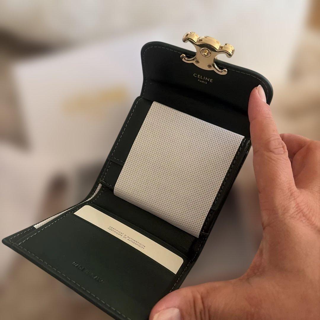 CELINE ダークグリーン 三つ折り財布
