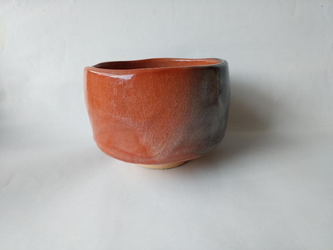 桂窯 檜垣崇楽 作 大徳寺 小堀明堂 書付 銘『明月』赤茶碗 共箱 共布 新品