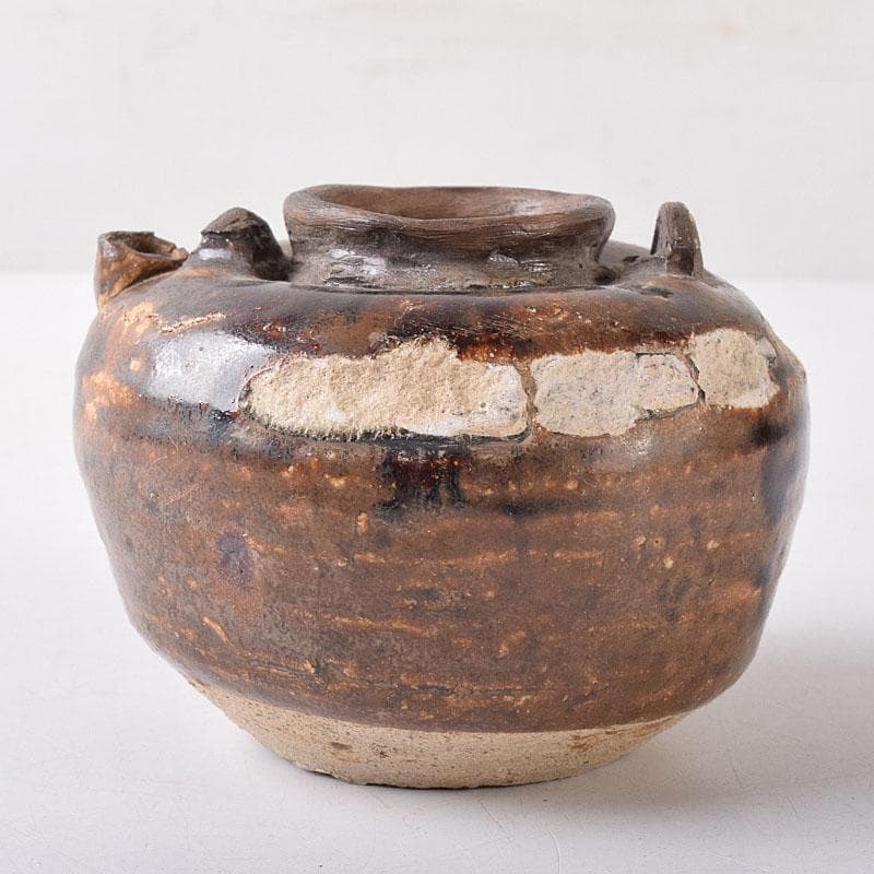 美濃古窯　黒褐釉　水滴　時代箱　V　R8278