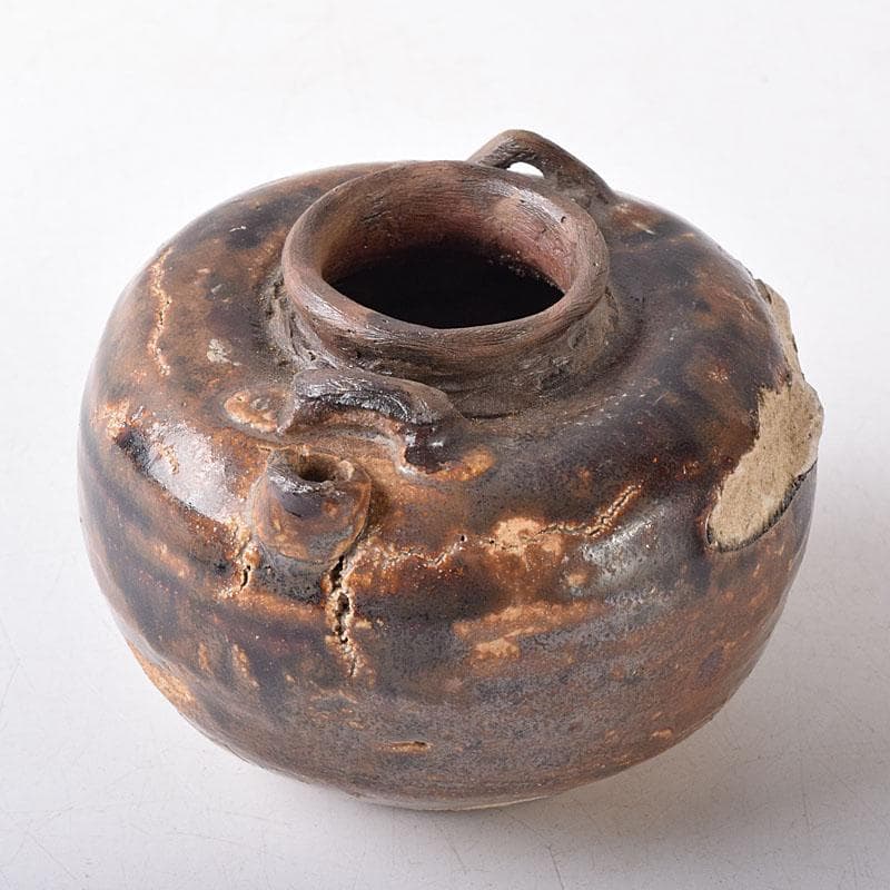 美濃古窯　黒褐釉　水滴　時代箱　V　R8278