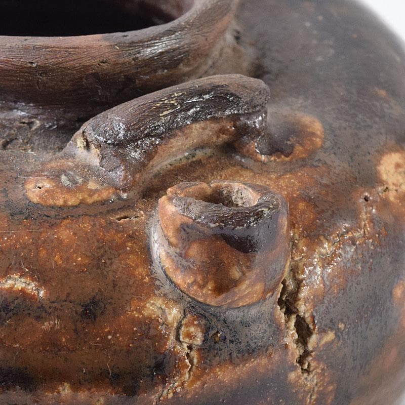 美濃古窯　黒褐釉　水滴　時代箱　V　R8278