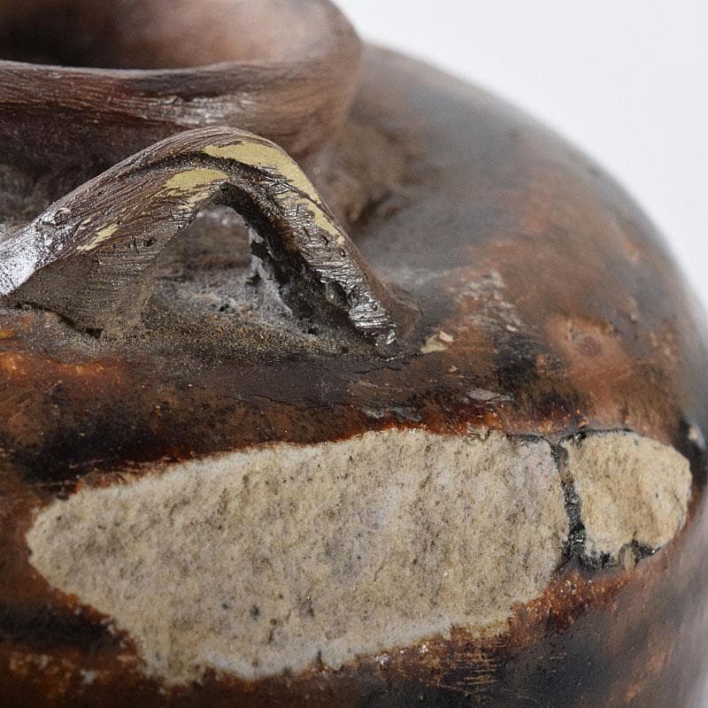 美濃古窯　黒褐釉　水滴　時代箱　V　R8278