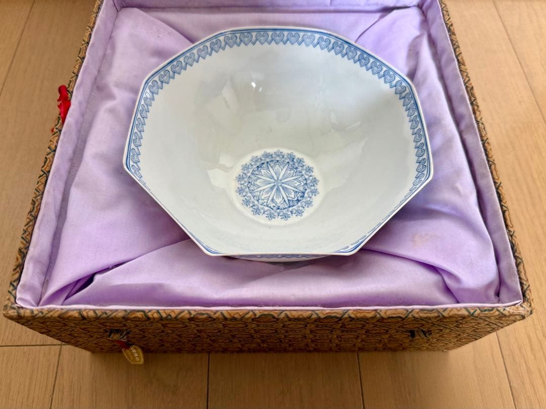 中国 景德鎮 山水　薄胎磁器 六角鉢 一客