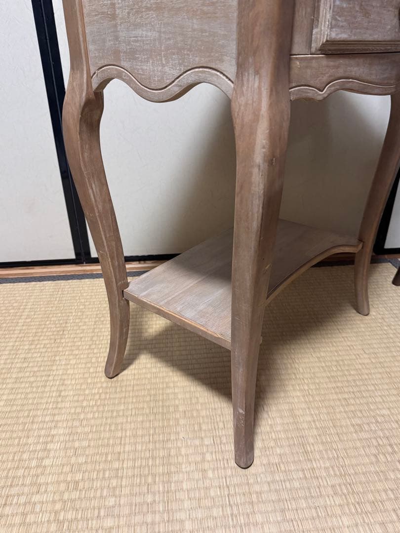 アンティーク調 サイドテーブル　花台 二段　インテリア シャビーシック シャビー