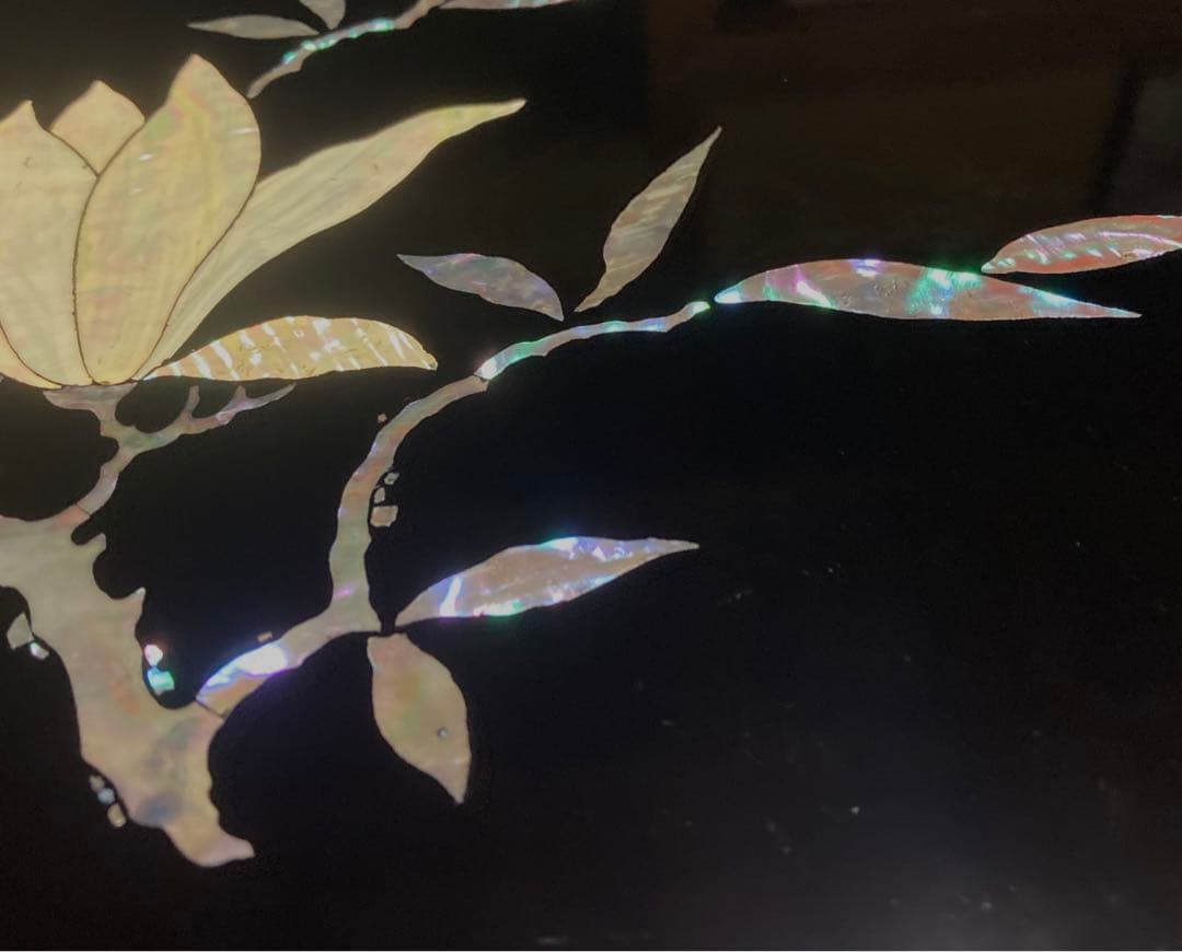 脇取盆 螺鈿象嵌 漆器　長盆 工芸品