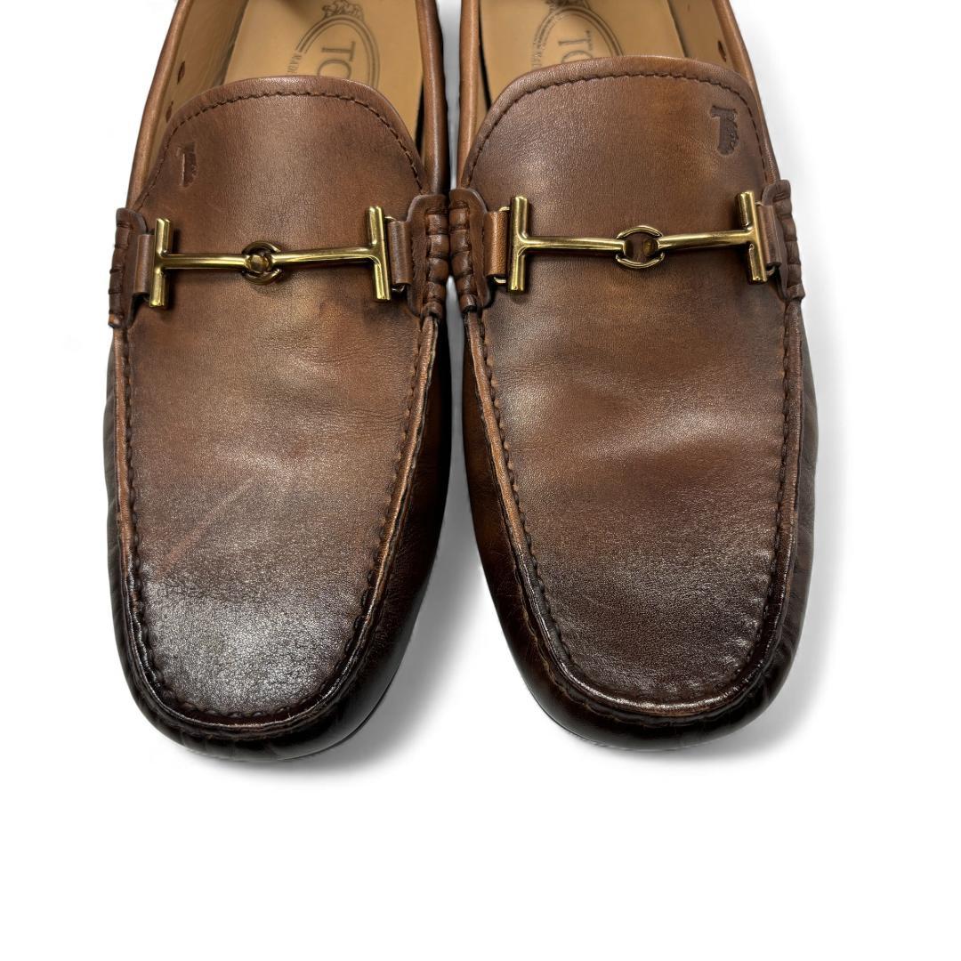 美品 TOD's ダブルTビットローファー ブラウン 7.5 (約26cm)