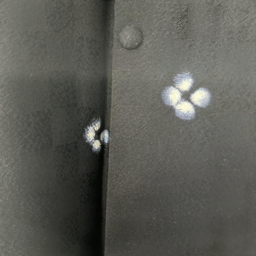 着物コート　黒　飛び柄　ブラック　道行　道行コート　ロング丈　正絹裄70cm