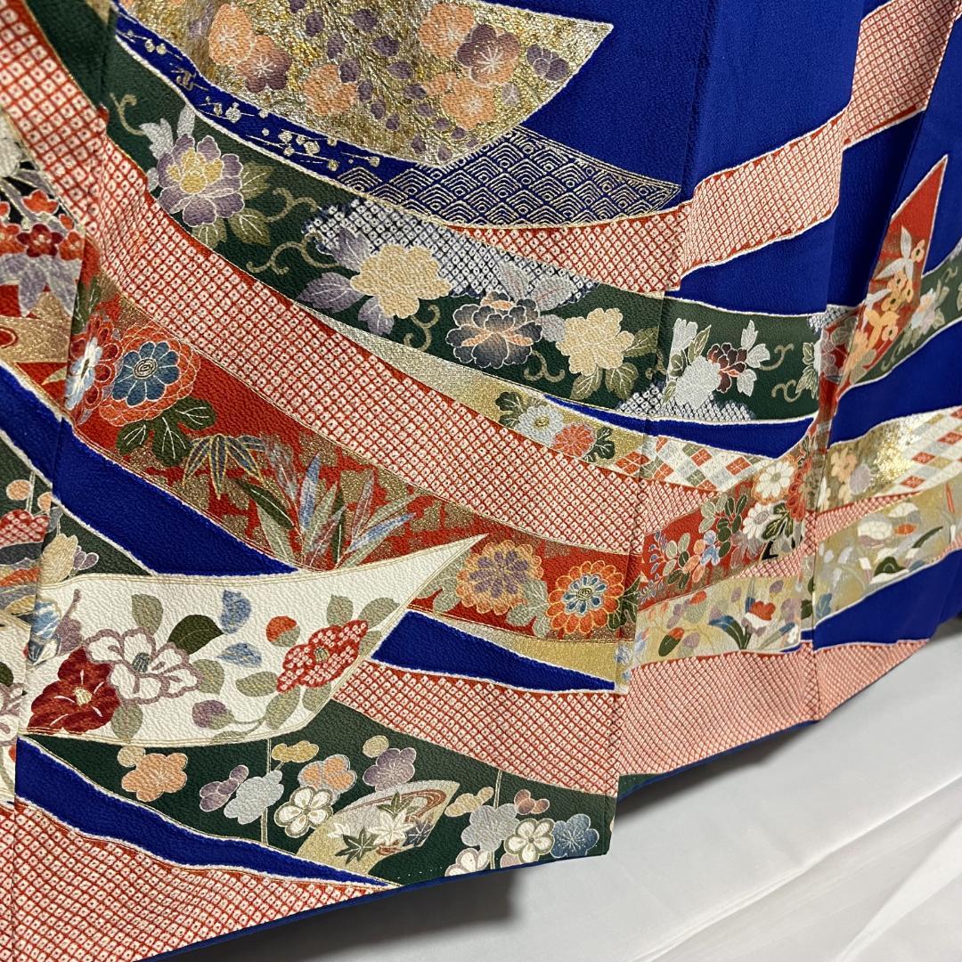 【新品未使用・仕立上・正絹】振袖－４＜金銀彩柄・ぼかし染め＞丈１５７㎝　裄６３㎝