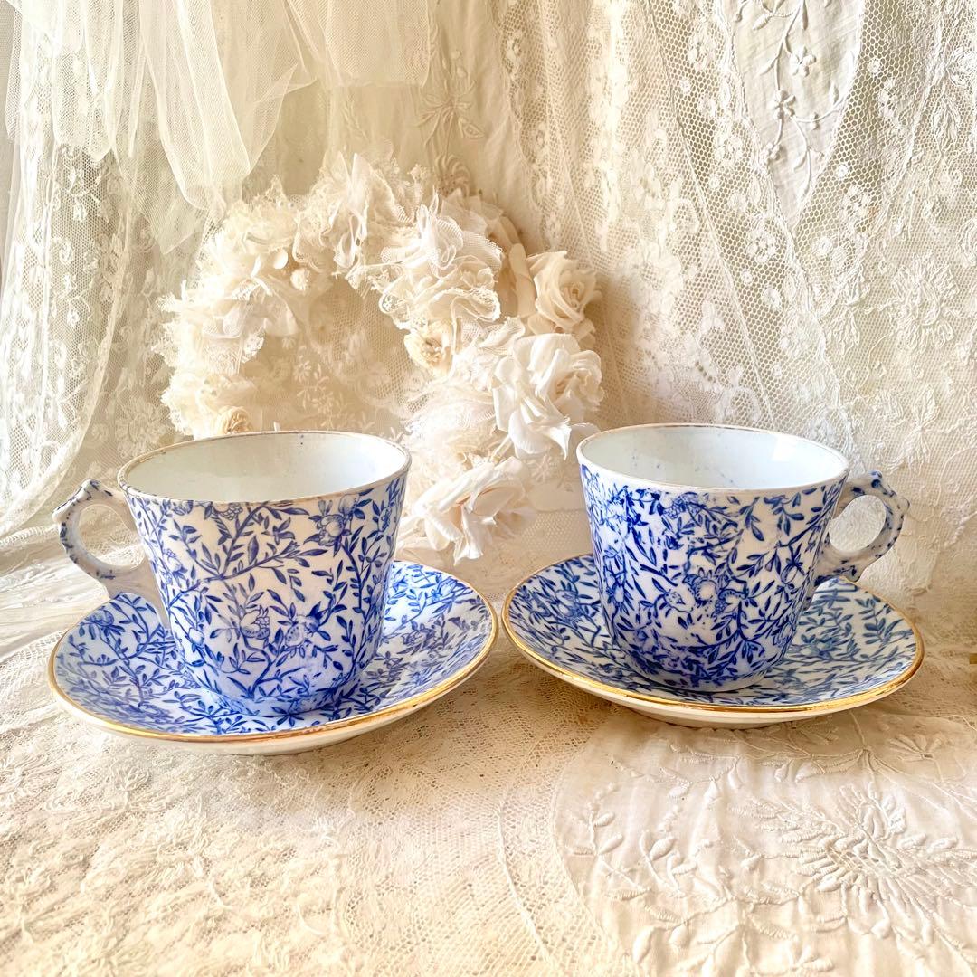 2客セットザクロ柄カップ&ソーサーC&S マーストリヒト　検フランスアンティーク