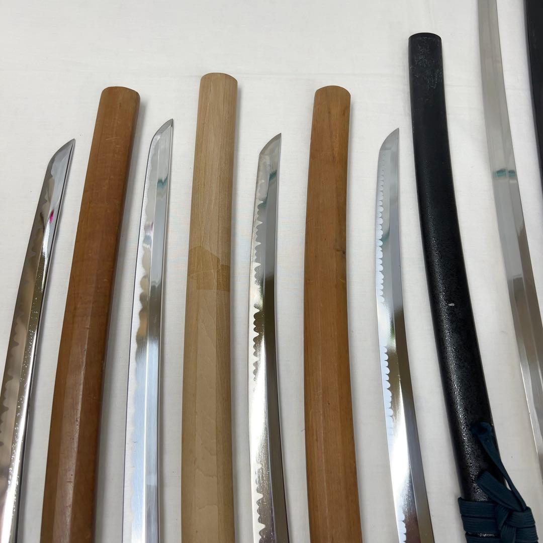 【傷あり】模造刀 8本 まとめ 透かし鍔 樋入り 太刀 脇差 白鞘