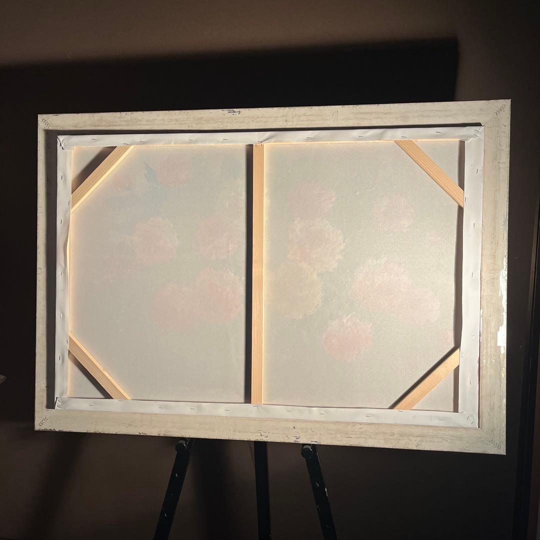 ★特大秀作★ 手書き油絵 花瓶の花 肉筆絵画 額付き インテリア 油彩画