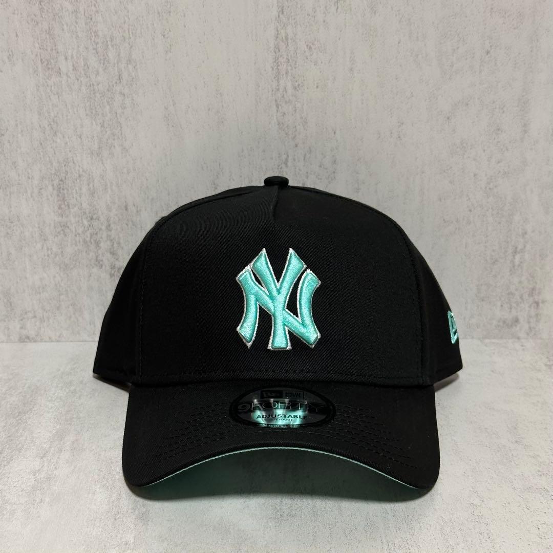 【海外限定】 ヤンキース 9FORTY ティファニーブルー 黒 キャップ ⑥