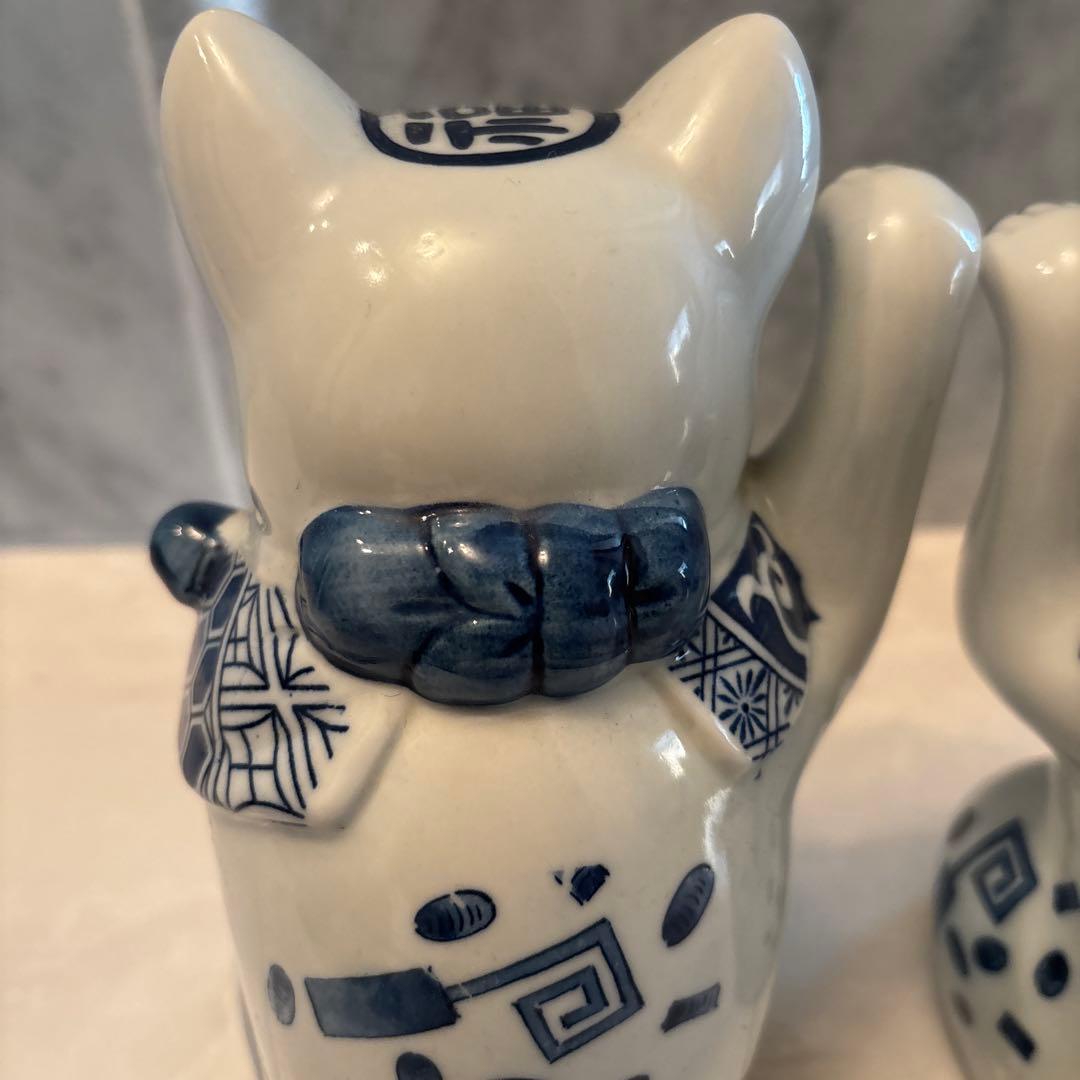 ヴィンテージ瞳、鶴や亀が美しく、商売繁盛、千客万来の金運、良き人を招くペア招き猫