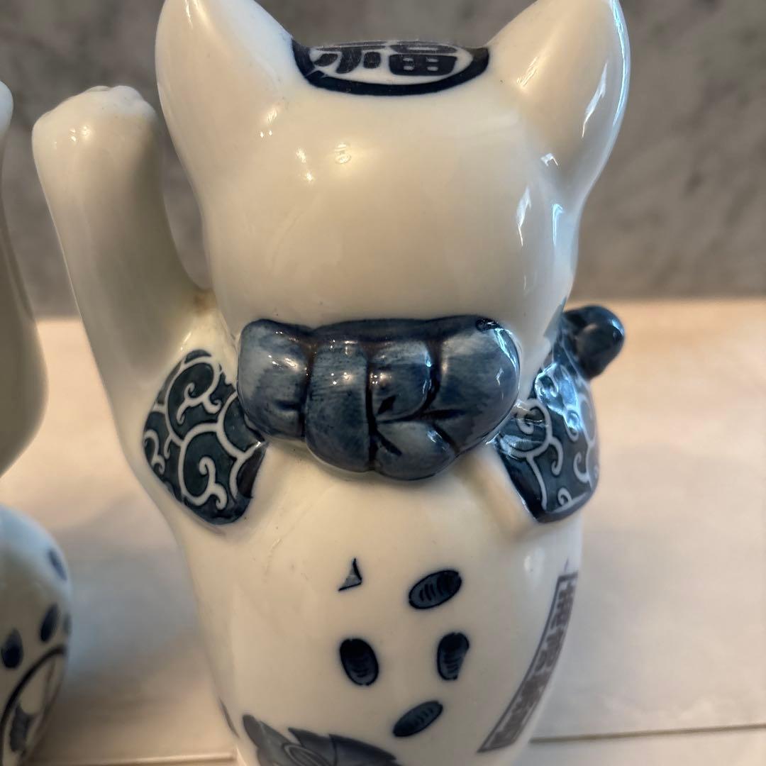 ヴィンテージ瞳、鶴や亀が美しく、商売繁盛、千客万来の金運、良き人を招くペア招き猫