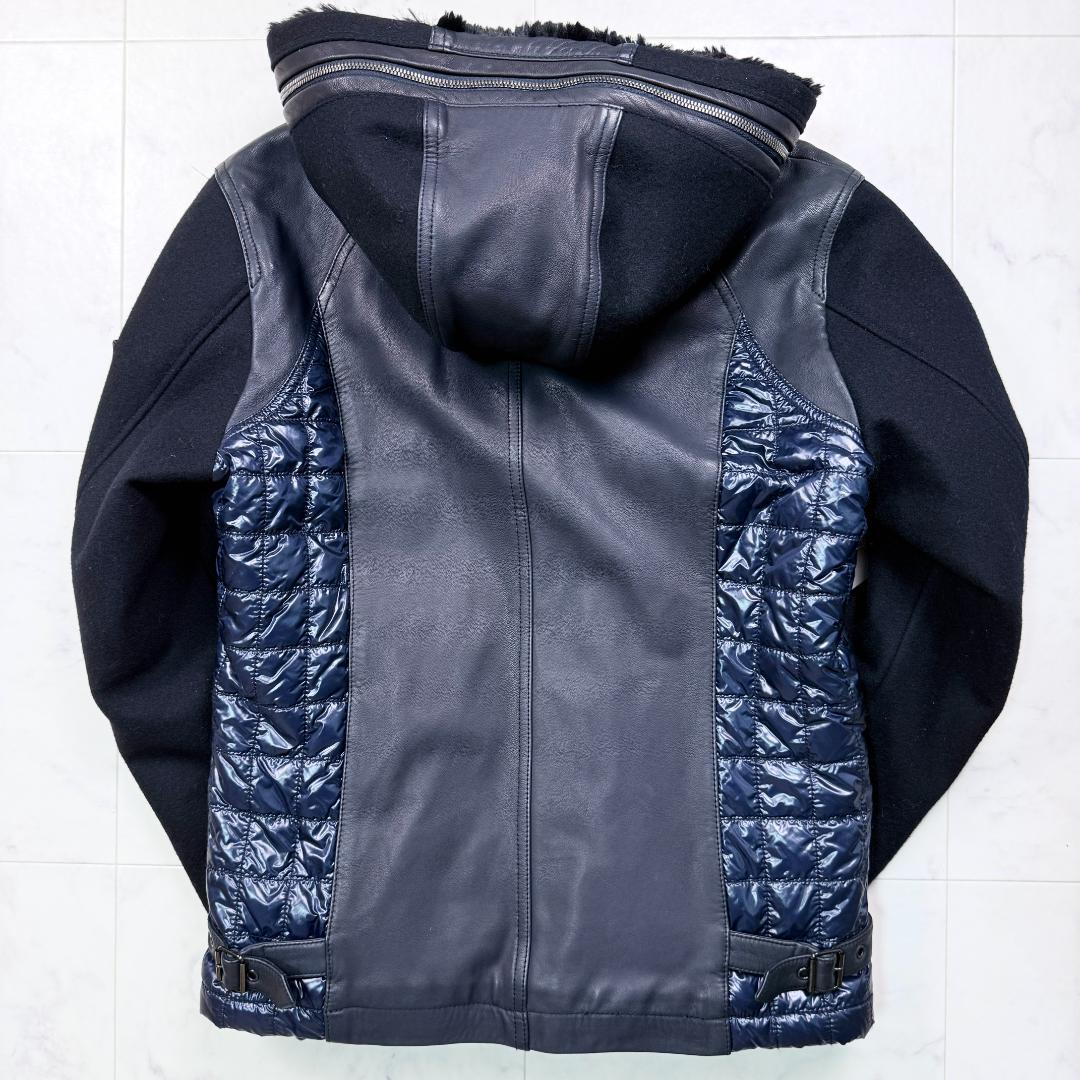 希少極美品XL HALB 異素材MIX レザージャケット キルティング　ダウン