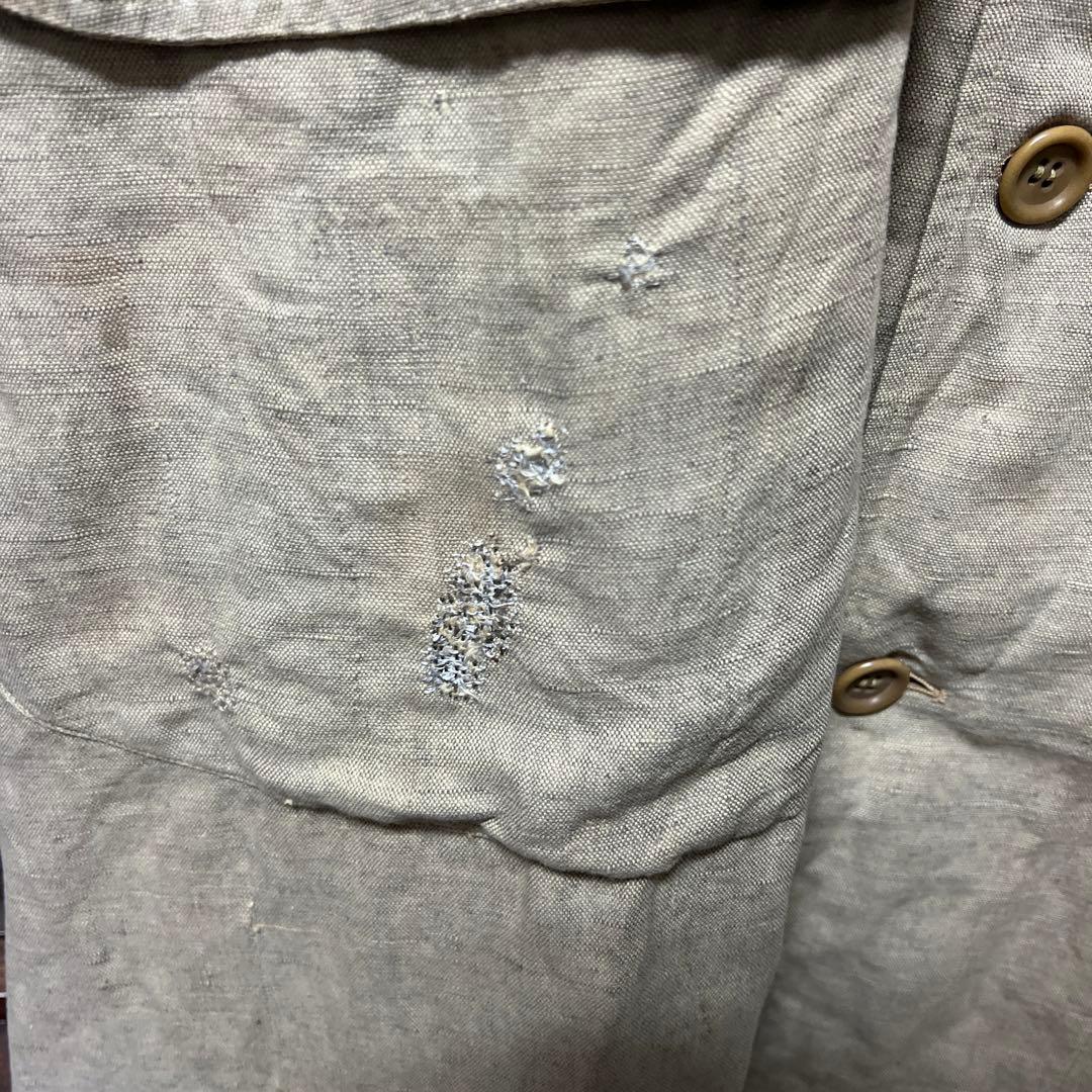 20s 30s french vintage リネン ダスターコート チンスト