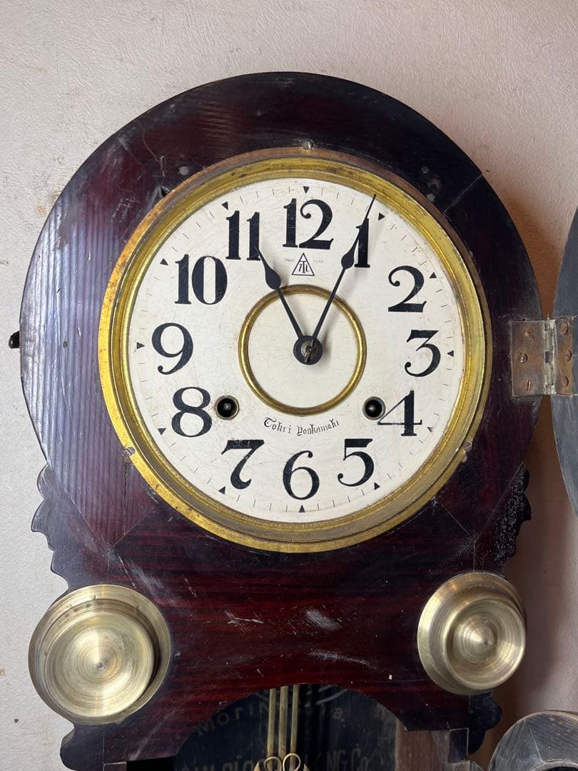 四つ丸　だるま時計　柱時計　古時計　振り子　レトロ　ゼンマイ　ボンボン　精工舎