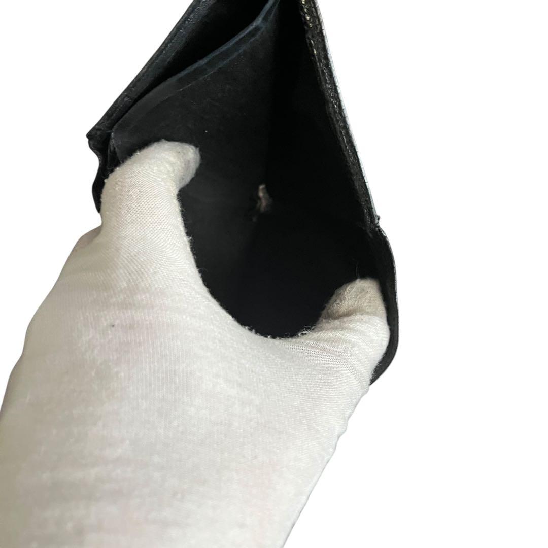 希少 外見美品級 CHANEL キャビアスキン 二つ折り財布 ブラック