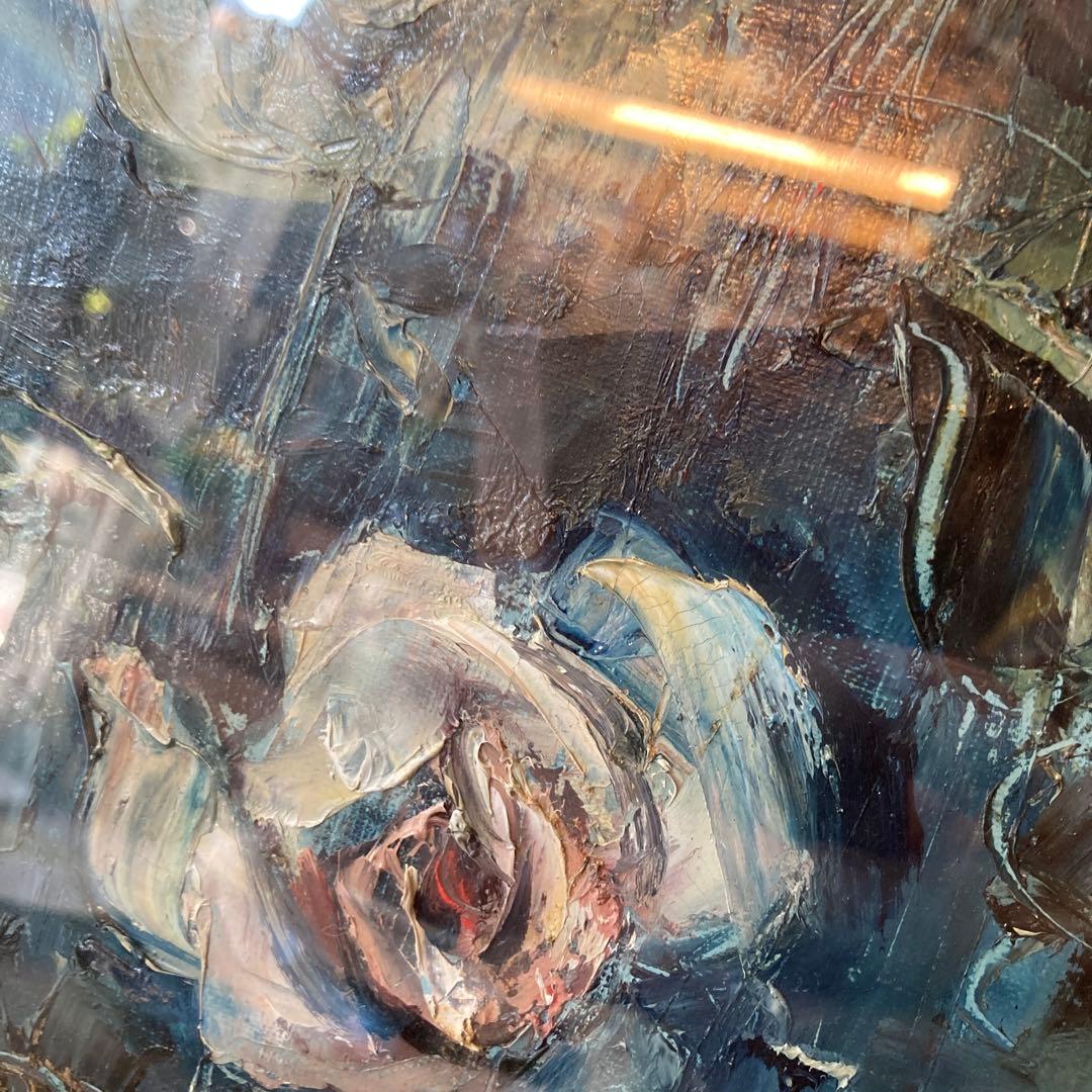 T.kuroda バラの油彩画　アンティーク　黒田保