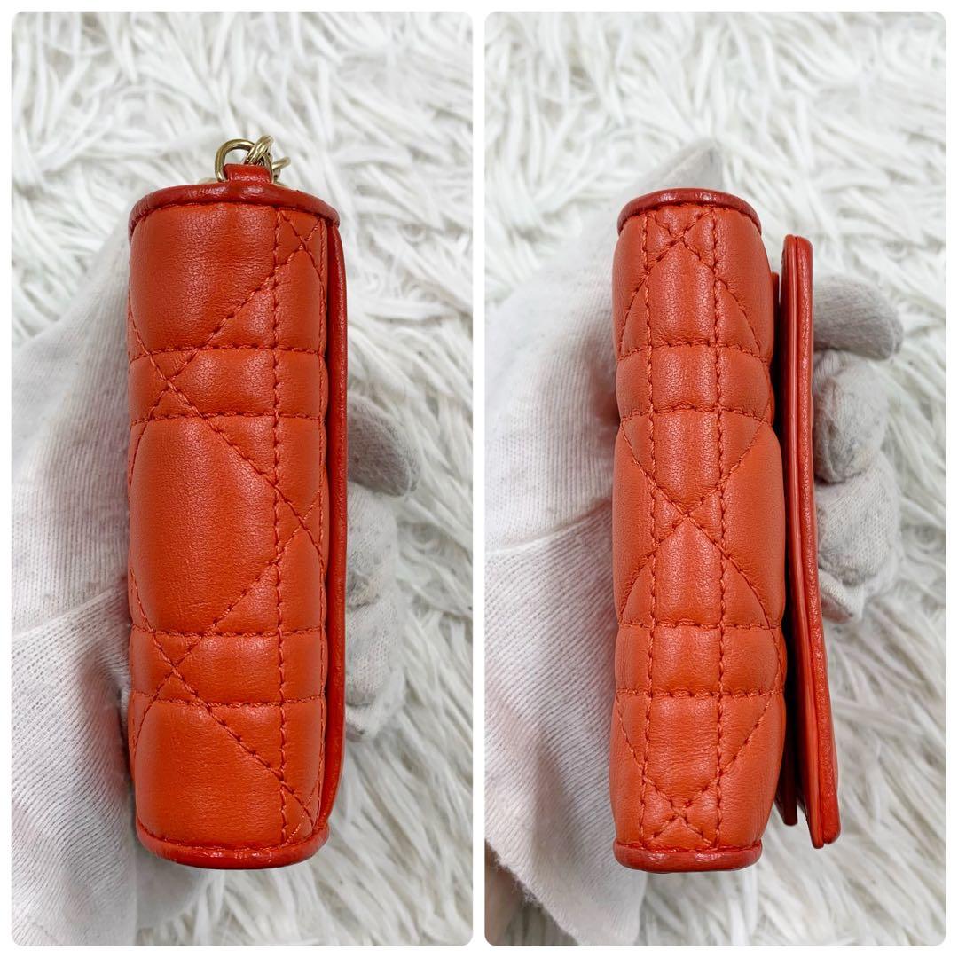 【✨希少 限定品✨】ディオール 三つ折り財布 カナージュ レザー オレンジ