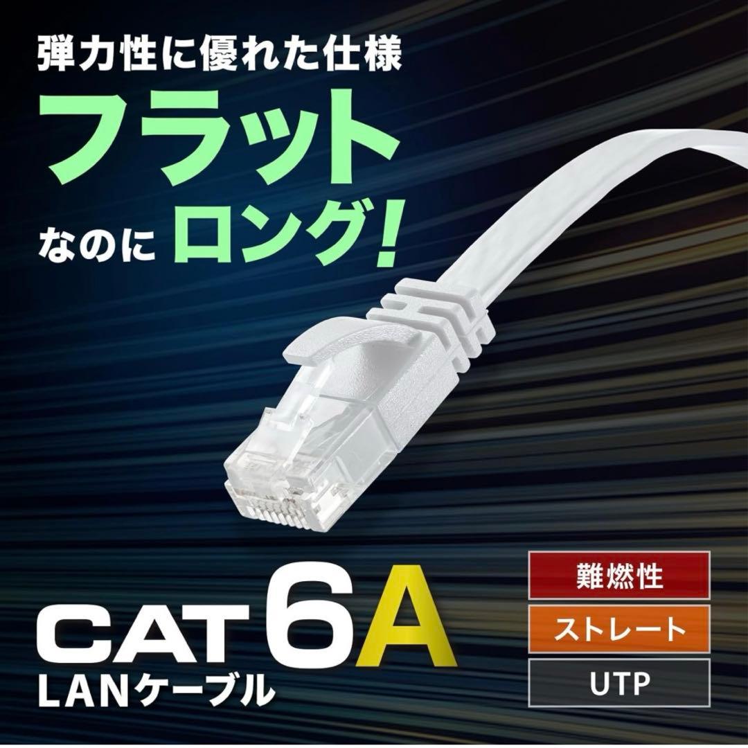サンワサプライ カテゴリ6AフラットLANケーブル(ホワイト・30m)