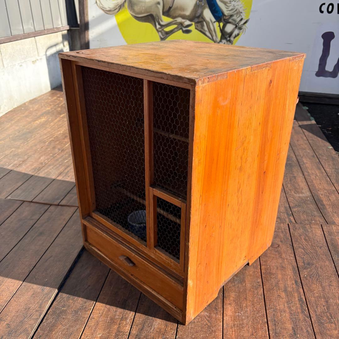 昭和レトロ 木製 飼育箱 小動物 小鳥 鳥かご 巣箱 引き出し古道具 めじろ箱