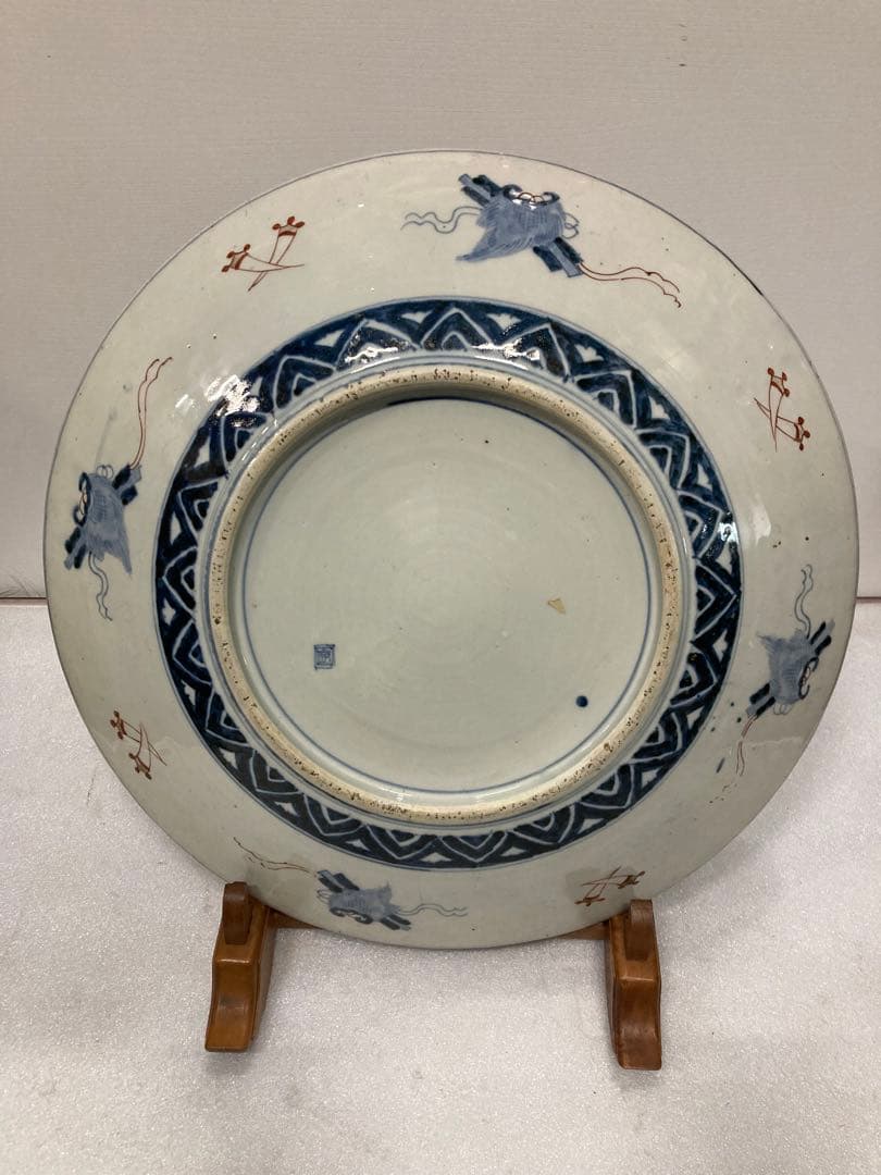 Lemon様★江戸時代 美術品 古伊万里 川に鯉に図 約46.5㎝ 飾り大皿