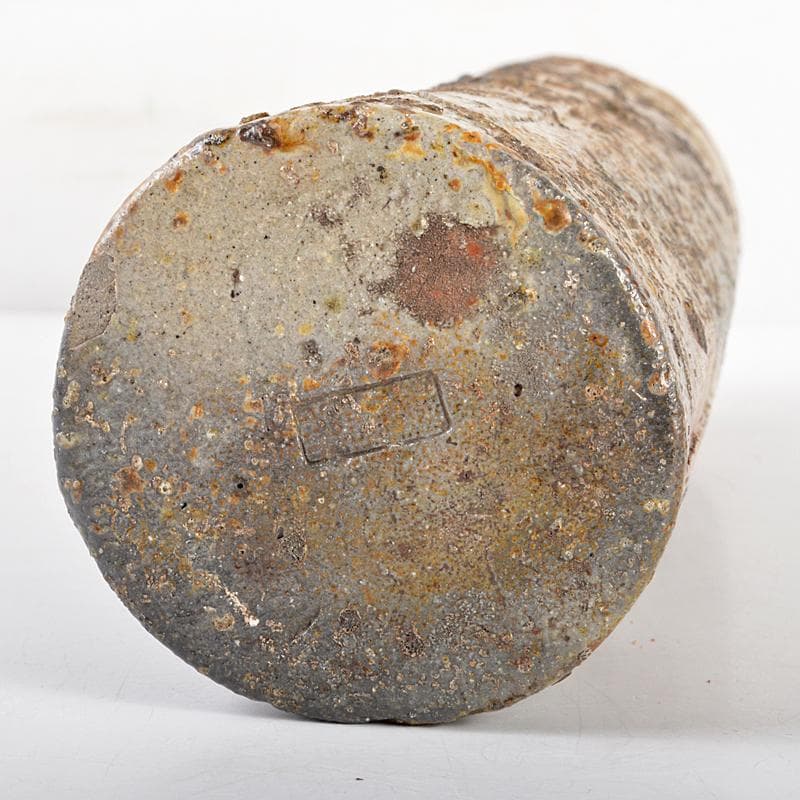 備前焼　老龍鱗　八十翁鶯谷庄米造　経筒花生　時代箱付　V　R5379