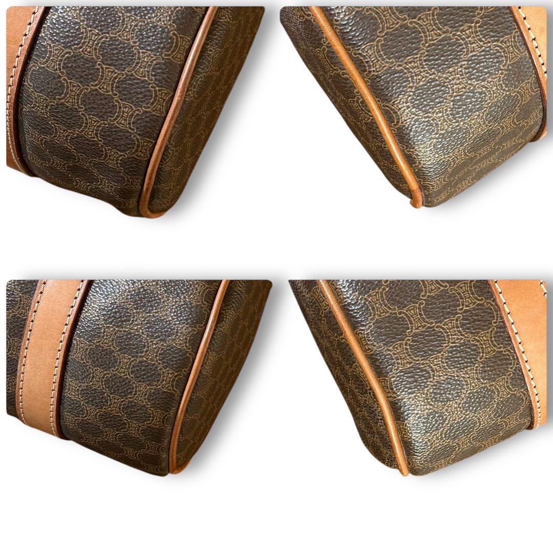 CELINE ミニボストン マカダム柄 トリオンフ ハンドバッグ PVCレザー