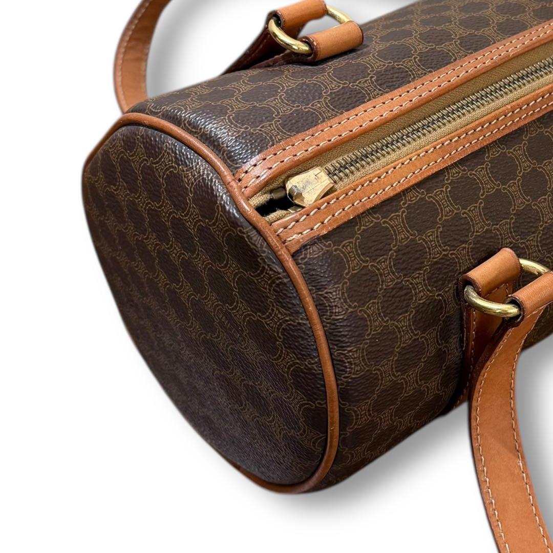 CELINE ミニボストン マカダム柄 トリオンフ ハンドバッグ PVCレザー