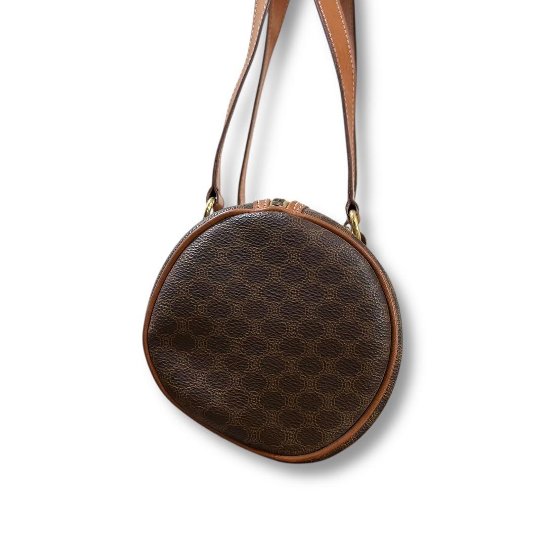 CELINE ミニボストン マカダム柄 トリオンフ ハンドバッグ PVCレザー