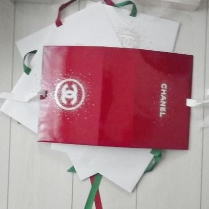 白赤２点セット シャネル新品ラッピングボックス プレゼント用ショップ袋クリスマス