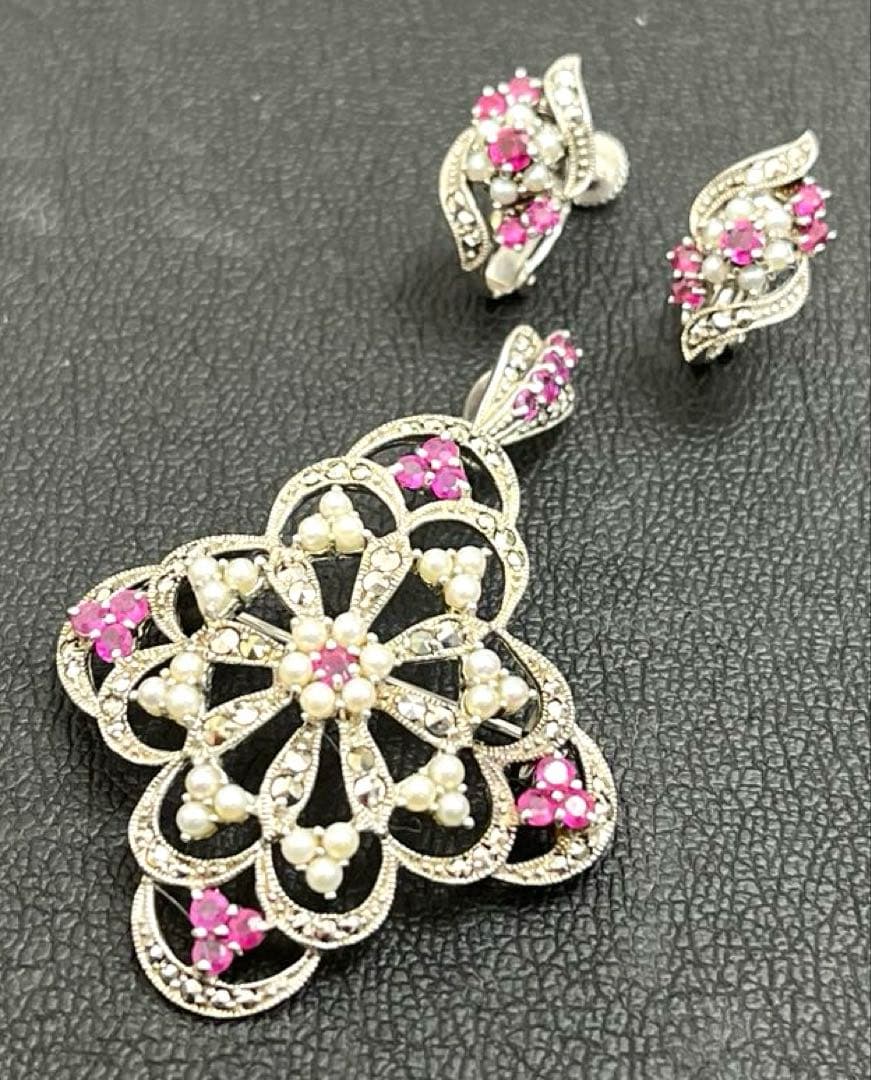 ⭐️SILVER シルバー ブローチ ペンダント イヤリング セット レディース