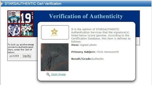 直筆サイン入り写真 クリス・ヘムズワース マイティ・ソー/フレーム別/SA鑑定済