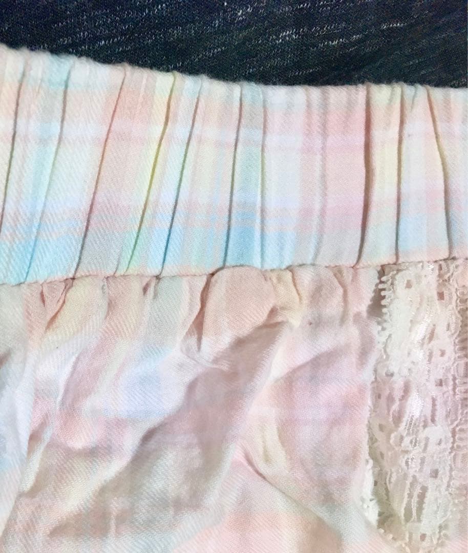 送料無料■2000sリズリサlizlisa■ピンクチェック柄レーススカパン当時品