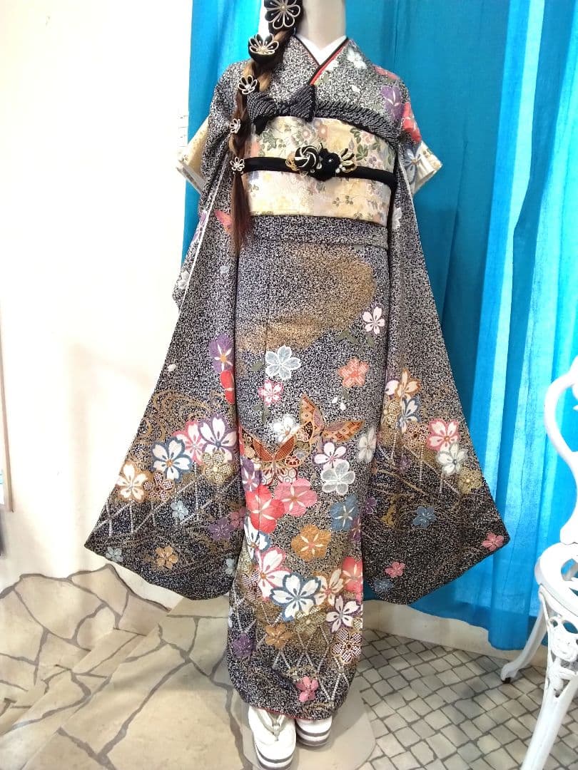 【新春福袋】鈴乃屋振袖フルセット、重ね衿帯揚げ帯締め、西陣袋帯、襦袢、ガード加工